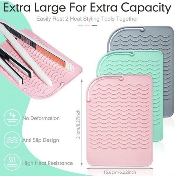 6x8” Silicone Mat Heat Resistant for Hot Hair Tools - Available in White OR Gray - Picture 1 of 9
